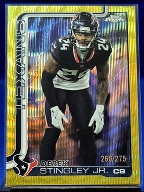 2025 Topps Chrome : #116 Derek Stingley Jr. / Yellow Wave  260/275